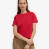 Boxy-Crop-T-Shirt aus Bio-Baumwolle – Scharlachrot