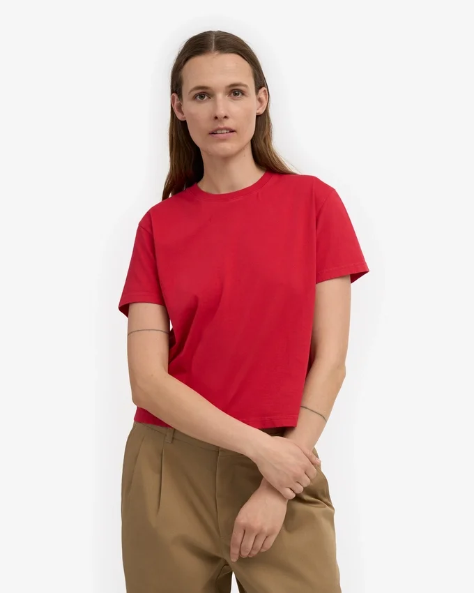 Boxy-Crop-T-Shirt aus Bio-Baumwolle – Scharlachrot