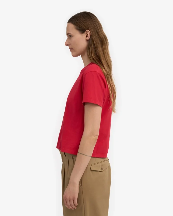 Boxy-Crop-T-Shirt aus Bio-Baumwolle – Scharlachrot