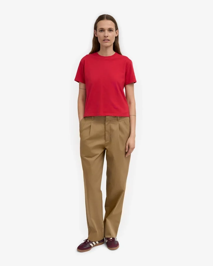 Boxy-Crop-T-Shirt aus Bio-Baumwolle – Scharlachrot