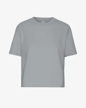 Boxy Crop-T-Shirt aus Bio-Baumwolle – Stahlblau