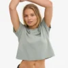 Boxy Crop-T-Shirt aus Bio-Baumwolle – Stahlblau