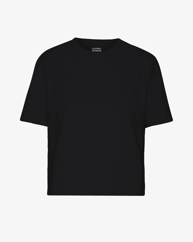 Boxy Crop-T-Shirt aus Bio-Baumwolle – Tiefschwarz