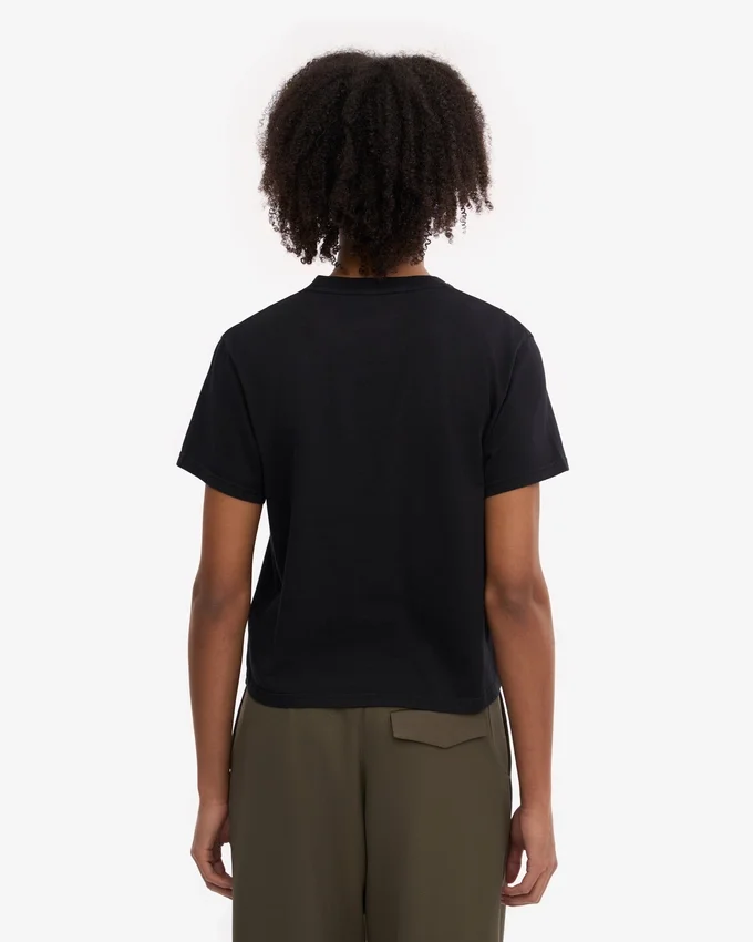 Boxy Crop-T-Shirt aus Bio-Baumwolle – Tiefschwarz