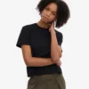 Boxy Crop-T-Shirt aus Bio-Baumwolle – Tiefschwarz