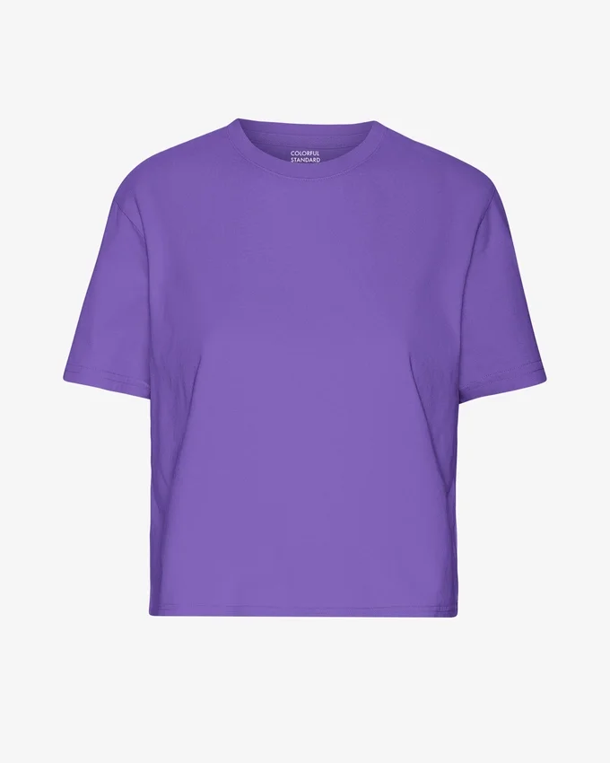 Boxy Crop-T-Shirt aus Bio-Baumwolle – Ultraviolett