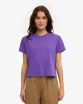 Boxy Crop-T-Shirt aus Bio-Baumwolle – Ultraviolett
