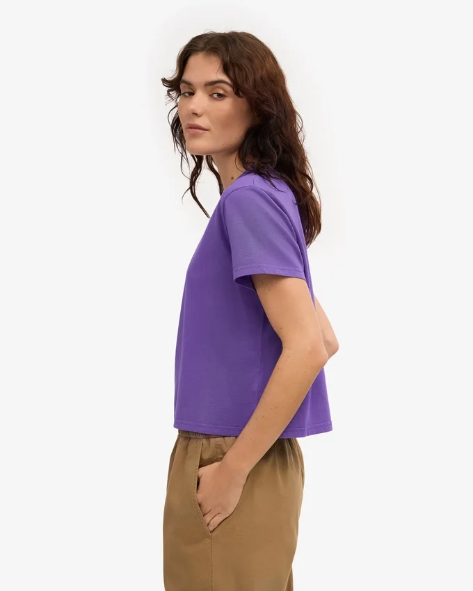 Boxy Crop-T-Shirt aus Bio-Baumwolle – Ultraviolett