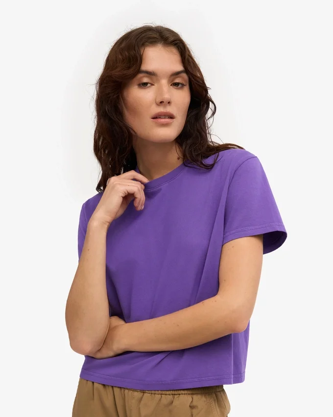 Boxy Crop-T-Shirt aus Bio-Baumwolle – Ultraviolett