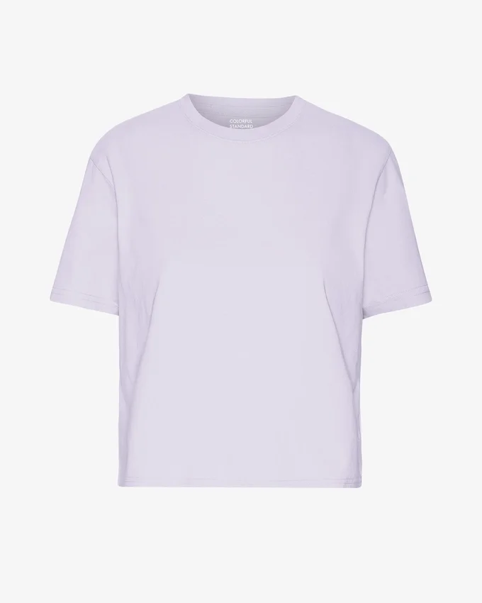 Boxy Crop-T-Shirt aus Bio-Baumwolle – Zartes Lavendel