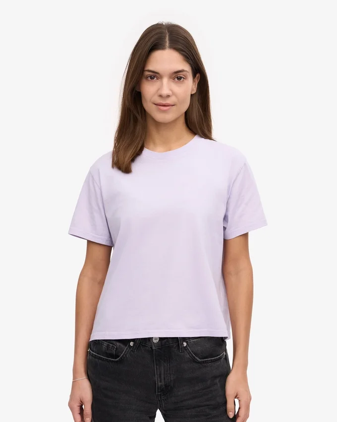 Boxy Crop-T-Shirt aus Bio-Baumwolle – Zartes Lavendel