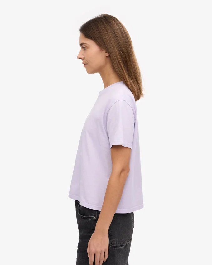 Boxy Crop-T-Shirt aus Bio-Baumwolle – Zartes Lavendel