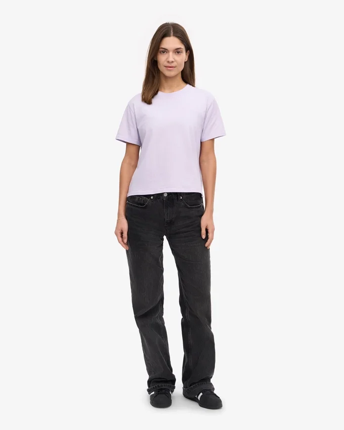 Boxy Crop-T-Shirt aus Bio-Baumwolle – Zartes Lavendel