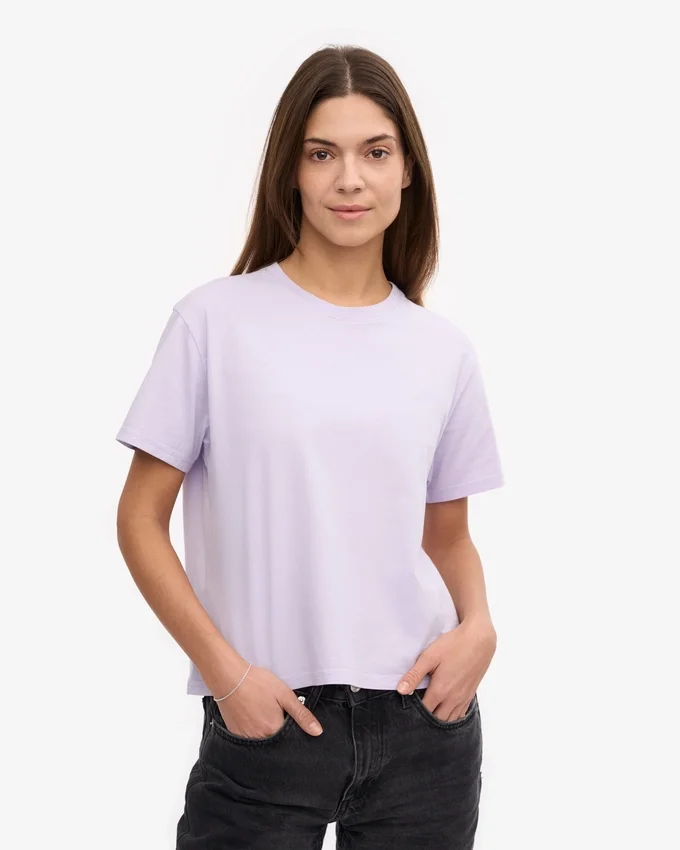 Boxy Crop-T-Shirt aus Bio-Baumwolle – Zartes Lavendel