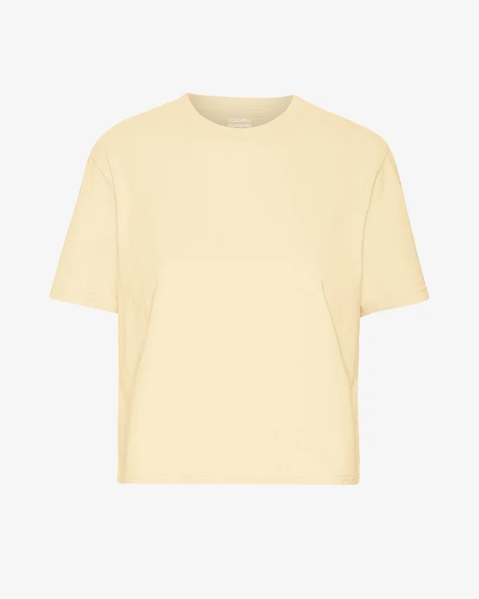 Boxy Crop-T-Shirt aus Bio-Baumwolle – Zartgelb