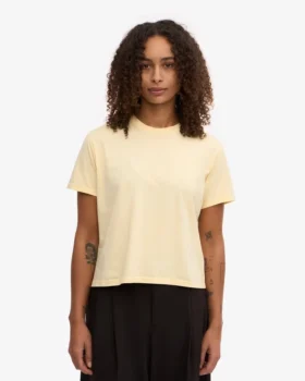 Boxy Crop-T-Shirt aus Bio-Baumwolle – Zartgelb