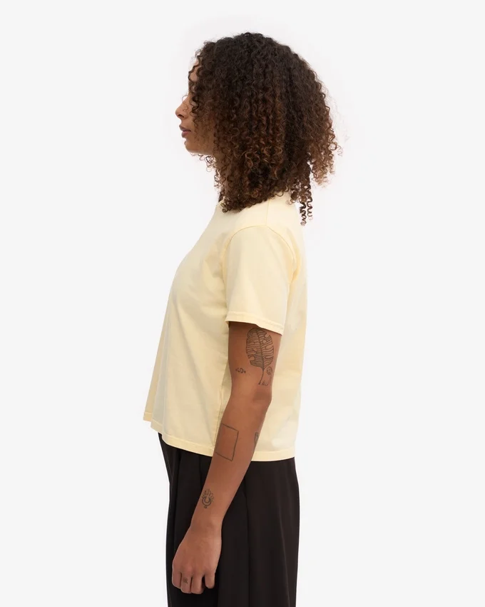 Boxy Crop-T-Shirt aus Bio-Baumwolle – Zartgelb