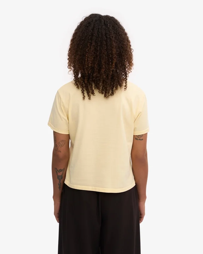 Boxy Crop-T-Shirt aus Bio-Baumwolle – Zartgelb