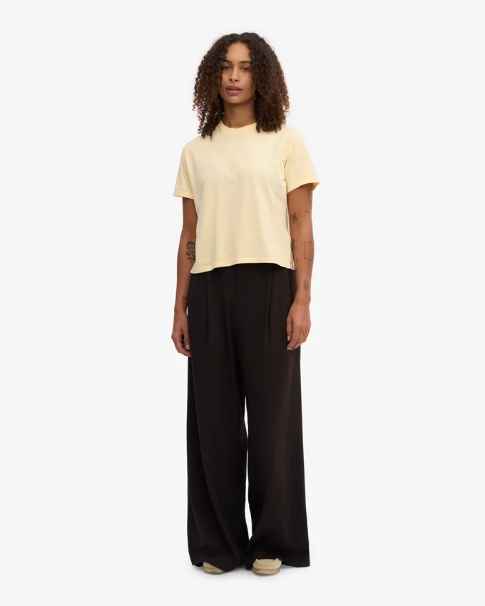 Boxy Crop-T-Shirt aus Bio-Baumwolle – Zartgelb