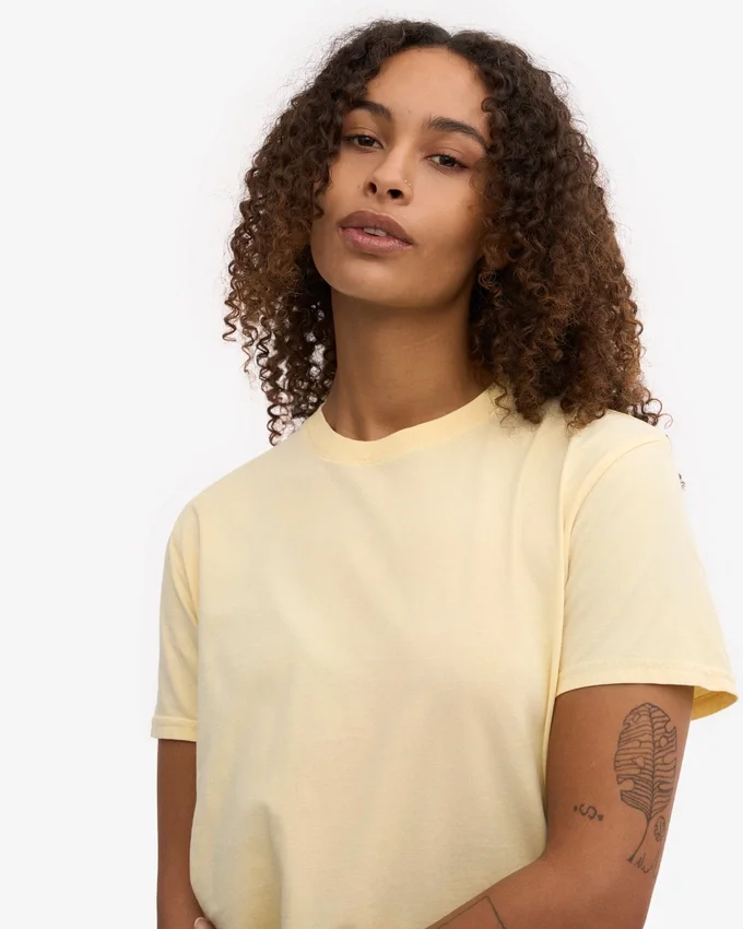 Boxy Crop-T-Shirt aus Bio-Baumwolle – Zartgelb
