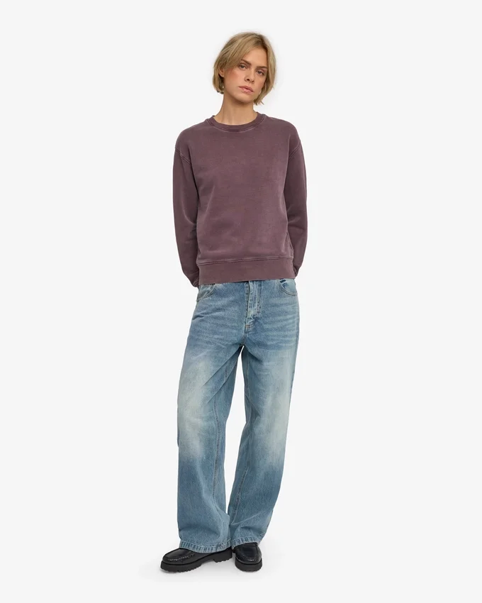 Classic Organic Bio-Pullover für Damen mit Rundhalsausschnitt – Faded Grape