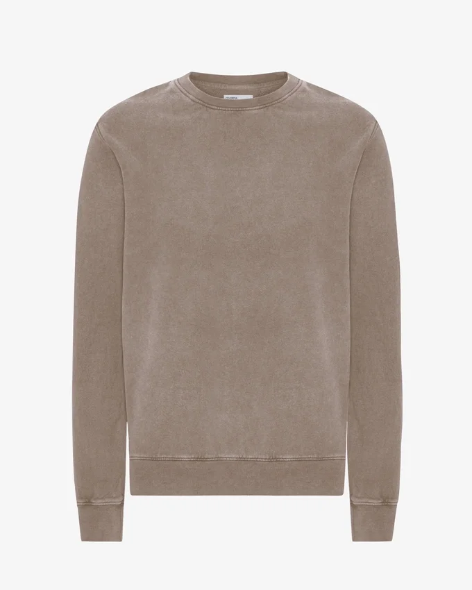 Classic Organic Bio-Pullover mit Rundhalsausschnitt – verblasstes Khaki
