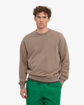 Classic Organic Bio-Pullover mit Rundhalsausschnitt – verblasstes Khaki