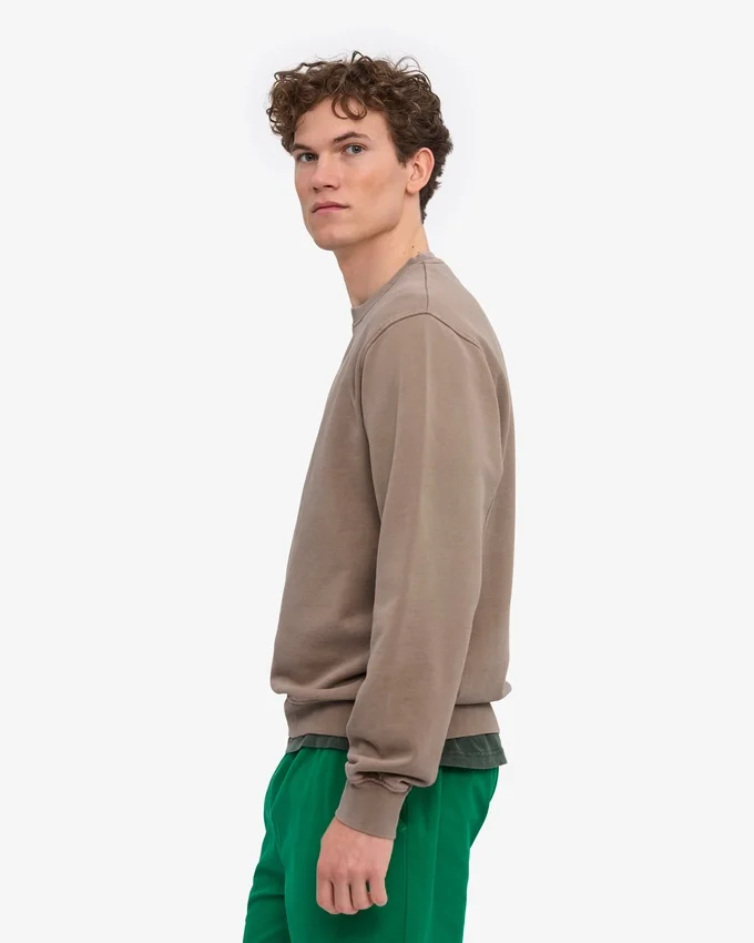 Classic Organic Bio-Pullover mit Rundhalsausschnitt – verblasstes Khaki