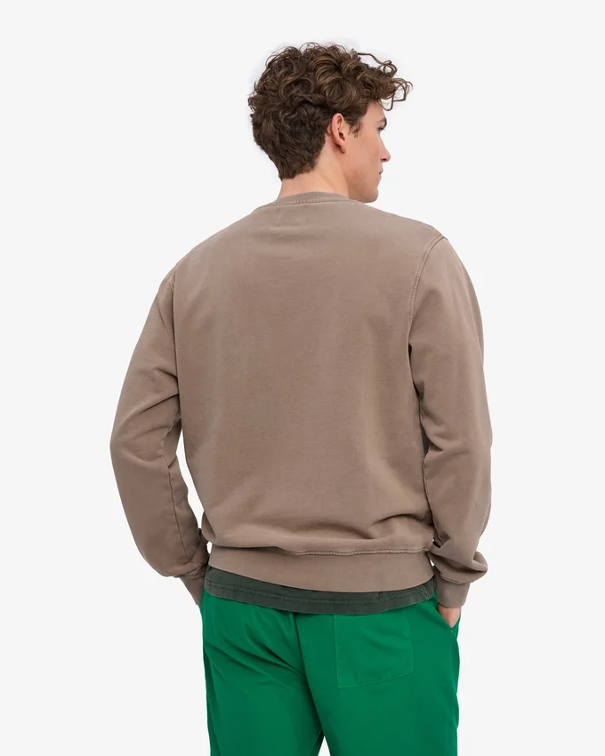 Classic Organic Bio-Pullover mit Rundhalsausschnitt – verblasstes Khaki