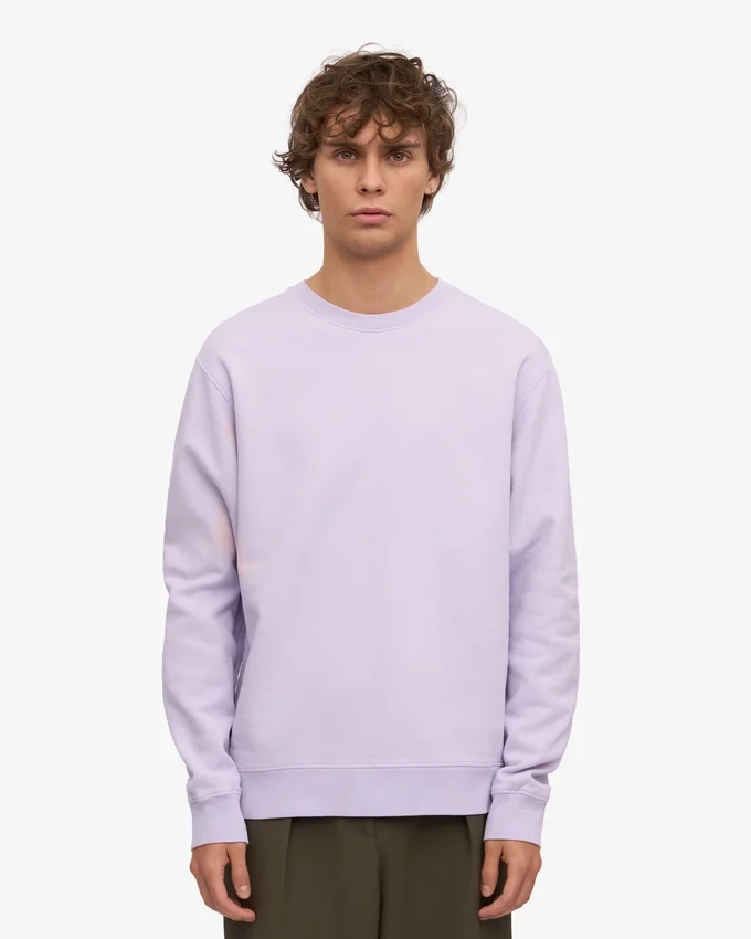 Classic Organic Bio-Pullover mit Rundhalsausschnitt – Zartes Lavendel