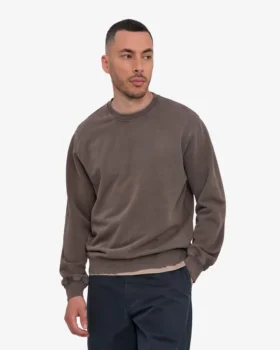 Classic Organic Shirt mit Rundhalsausschnitt – Ausgewaschenes Schlammgrau