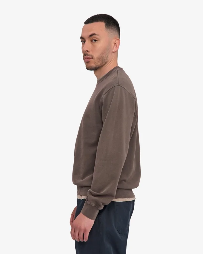Classic Organic Shirt mit Rundhalsausschnitt – Ausgewaschenes Schlammgrau