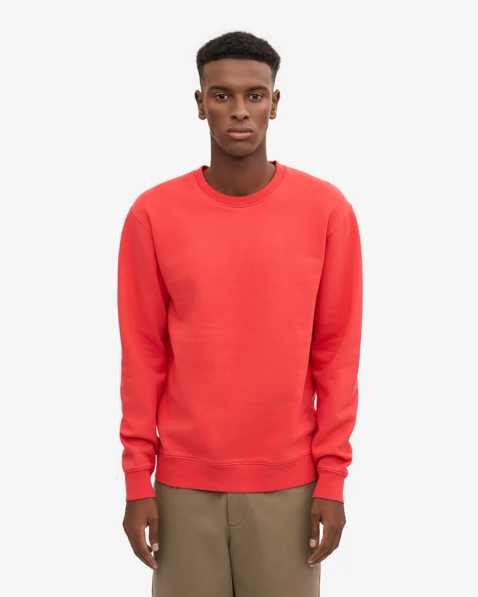 Classic Organic Shirt mit Rundhalsausschnitt – Red Tangerine