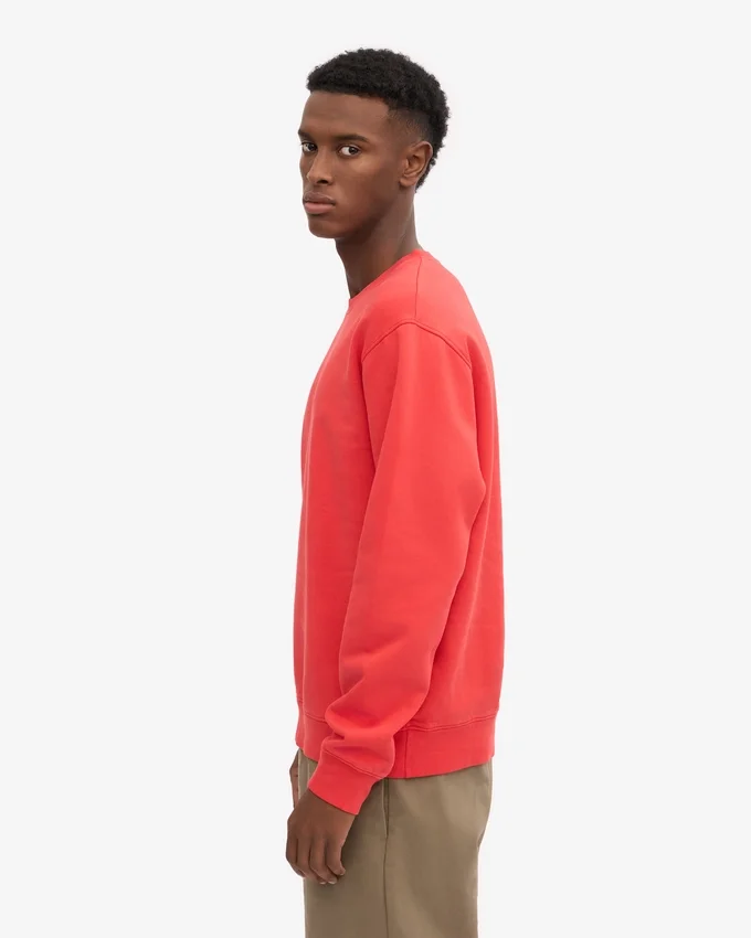 Classic Organic Shirt mit Rundhalsausschnitt – Red Tangerine