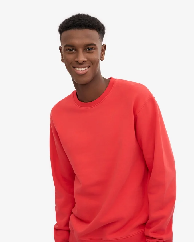 Classic Organic Shirt mit Rundhalsausschnitt – Red Tangerine