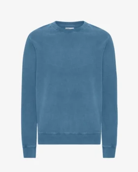 Classic Organic Shirt mit Rundhalsausschnitt – verblasstes Indigo