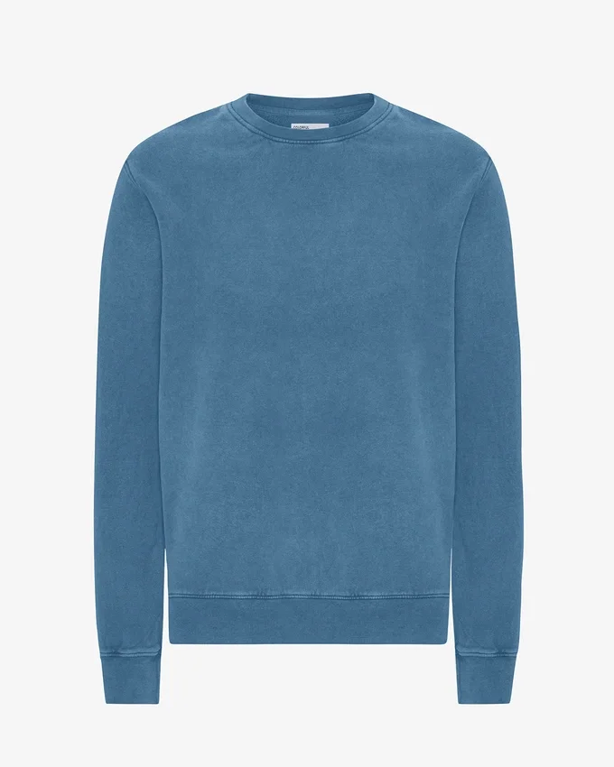Classic Organic Shirt mit Rundhalsausschnitt – verblasstes Indigo