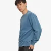 Classic Organic Shirt mit Rundhalsausschnitt – verblasstes Indigo