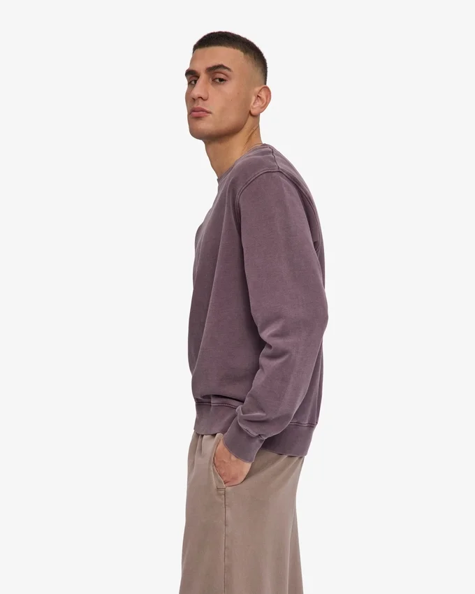 Classic Organic Shirt mit Rundhalsausschnitt – verblasstes Traubenblau