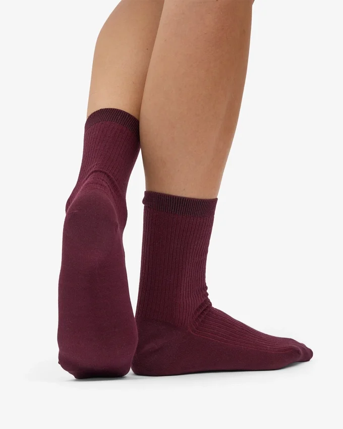 Classic Organic Socken für Damen – Oxblood-Rot