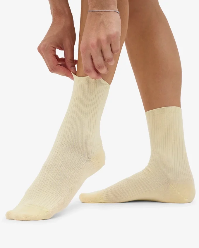 Classic Organic Socken für Damen – Soft Yellow
