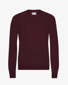 Crew-Shirt aus leichter Merinowolle – Oxblood-Rot