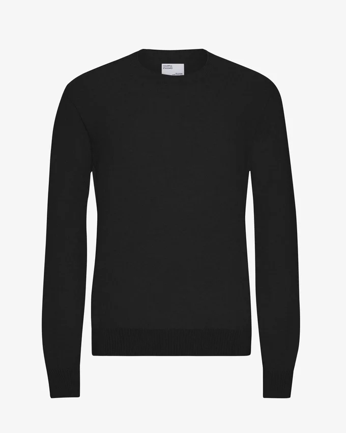Crew-Shirt aus leichter Merinowolle – Tiefschwarz