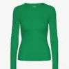 Damen-Bio-Ripp-T-Shirt mit langem Arm – Kellygrün