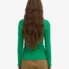 Damen-Bio-Ripp-T-Shirt mit langem Arm – Kellygrün