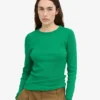 Damen-Bio-Ripp-T-Shirt mit langem Arm – Kellygrün