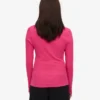 Damen-Bio-T-Shirt mit geripptem Kragen und langen Ärmeln – Bubblegum-Pink