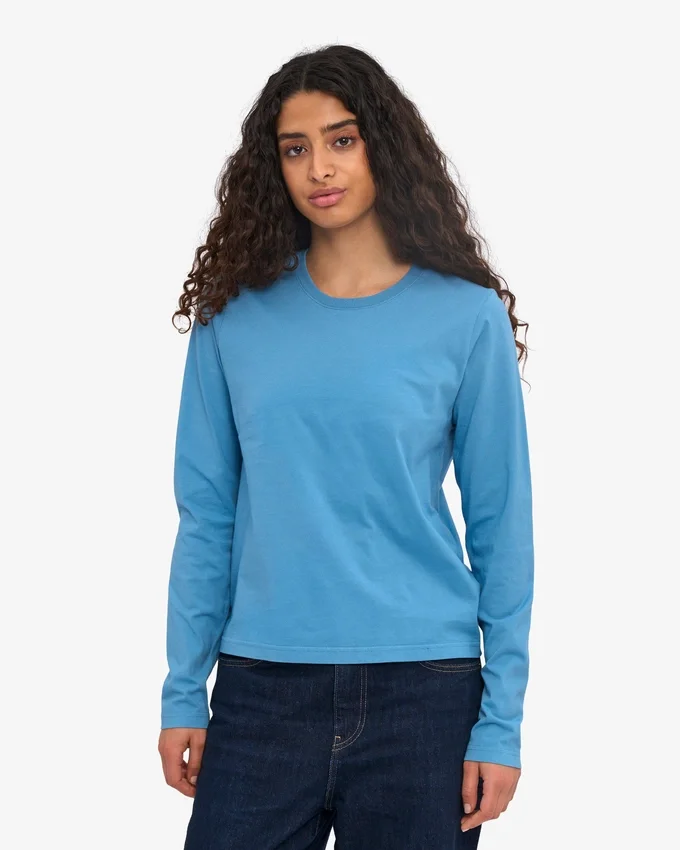 Damen-Bio-T-Shirt mit langem Arm – Seaside Blue