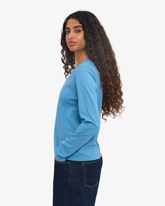 Damen-Bio-T-Shirt mit langem Arm – Seaside Blue