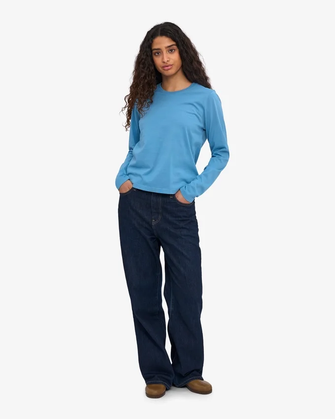 Damen-Bio-T-Shirt mit langem Arm – Seaside Blue